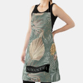 トロピカルウォーターのカラー金ゴールドとグリーン葉のパターン エプロン (インサイチュ)