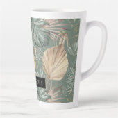 トロピカルウォーターのカラー金ゴールドとグリーン葉のパターン カフェラテマグ (右)