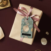 トロピカルウォーターのカラー金ゴールドとグリーン葉のパターン ギフトタグ