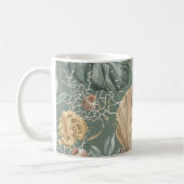 トロピカルウォーターのカラー金ゴールドとグリーン葉のパターン コーヒーマグカップ (左)