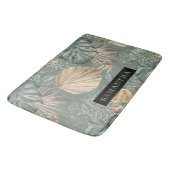 トロピカルウォーターのカラー金ゴールドとグリーン葉のパターン バスマット (アングル)