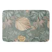 トロピカルウォーターのカラー金ゴールドとグリーン葉のパターン バスマット (正面)
