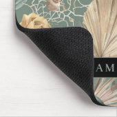 トロピカルウォーターのカラー金ゴールドとグリーン葉のパターン マウスパッド (コーナー)