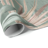 トロピカルウォーターのカラー金ゴールドとグリーン葉のパターン ラッピングペーパー (ロールコーナー)