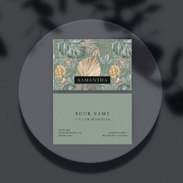 トロピカルウォーターのカラー金ゴールドとグリーン葉のパターン 名刺