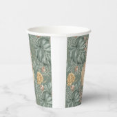 トロピカルウォーターのカラー金ゴールドとグリーン葉のパターン 紙コップ (右)