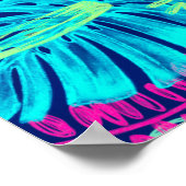 トロピカルウォーターのネオン葉のアートワーク | ポスター (角)