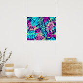 トロピカルウォーターのネオン葉のアートワーク | ポスター (キッチン)