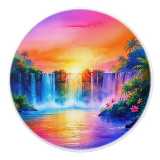 トロピカルウォーターアットサンセットウォーターカラー セラミックノブ (正面)