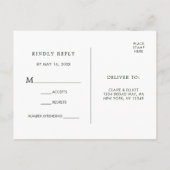 トロピカルウォーターカラーの葉の結婚式RSVP インビテーションポストカード (裏面)