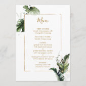 トロピカルウォーターカラーの葉の金ゴールド結婚のメニュー メニュー (正面)