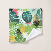 トロピカルウォーターカラーアート バスタオルセット (ウォッシュタオル)