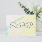 トロピカルウォーターカラーウェディングRSVPカード 出欠カード (スタンド正面)
