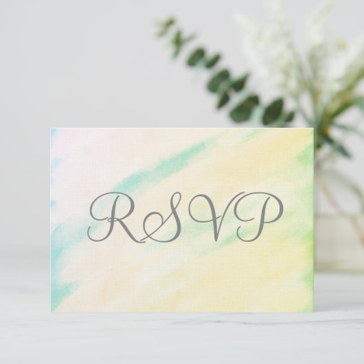 トロピカルウォーターカラーウェディングRSVPカード 出欠カード (スタンド正面)