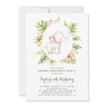 トロピカルウォーターカラーエレファントサファリ子供の誕生日