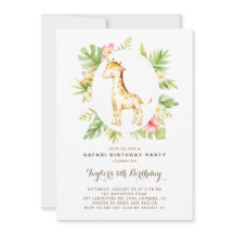 トロピカルウォーターカラーキレーフサファリ子供の誕生日