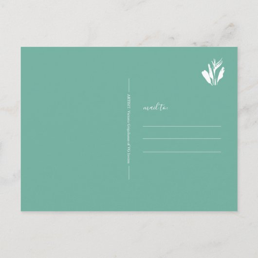 トロピカルウォーターカラークリスマスフラミンゴ葉書 シーズンポストカード (裏面)