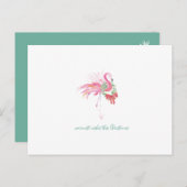 トロピカルウォーターカラークリスマスフラミンゴ葉書 シーズンポストカード (正面/裏面)