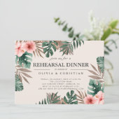 トロピカルウォーターカラーグリーンフローラリハーサルディナー 招待状 (スタンド正面)