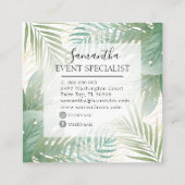 トロピカルウォーターカラーグリーンボタニカルイベントプランナー スクエア名刺 (裏面)