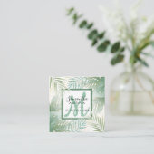 トロピカルウォーターカラーグリーンボタニカルイベントプランナー スクエア名刺 (スタンド正面)