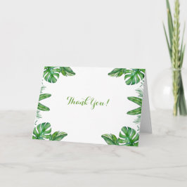トロピカルウォーターカラーグリーンモンステラ葉ズフレームTh サンキューカード