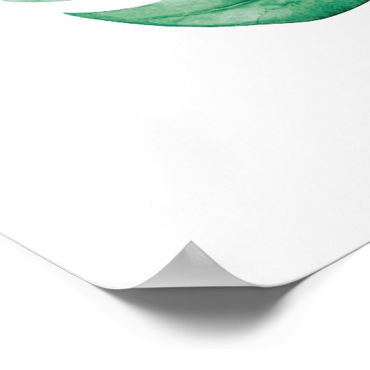 トロピカルウォーターカラーグリーンリーフイラストレーション ポスター (角)