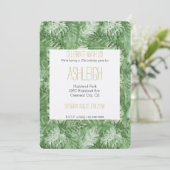 トロピカルウォーターカラーグリーン葉誕生日 招待状 (スタンド正面)