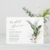 トロピカルウォーターカラーグリーン離れブライダルシャワー 招待状 (スタンド正面)