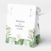 トロピカルウォーターカラーグリーン&金ゴールドサマー結婚ズ フェイバーボックス (裏面サイド)