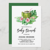 トロピカルウォーターカラーココナッツサマーベビーブランチ 招待状 (正面/裏面)