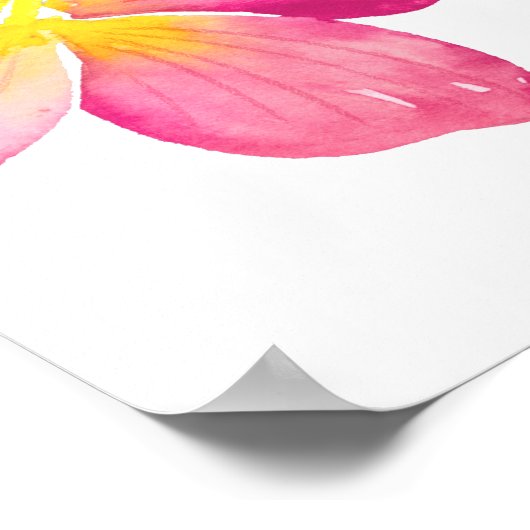 トロピカルウォーターカラーサマー誕生日 ポスター (角)