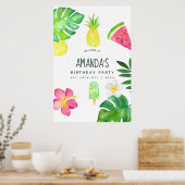 トロピカルウォーターカラーサマー誕生日 ポスター (キッチン)