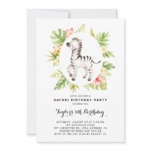 トロピカルウォーターカラーゼブラサファリ子供の誕生日