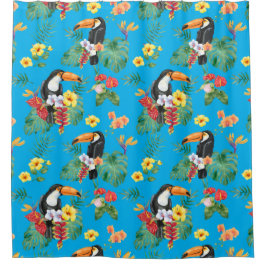 トロピカルウォーターカラートゥーカン シャワーカーテン