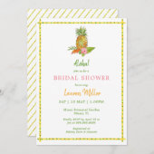 トロピカルウォーターカラーパイナップルアロハブライダルシャワー 招待状 (正面/裏面)