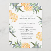 トロピカルウォーターカラーパイナップルサマービーチ結婚式 招待状 (正面/裏面)