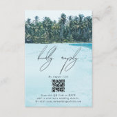 トロピカルウォーターカラーパームズ&ビーチ結婚式 エンクロージャーカード (正面)