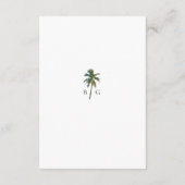 トロピカルウォーターカラーパームズ&ビーチ結婚式 エンクロージャーカード (裏面)