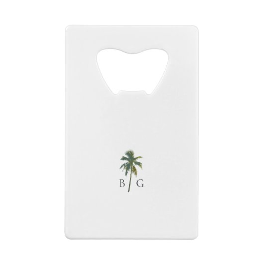 トロピカルウォーターカラーパームズ&ビーチ結婚式 クレジットカード栓抜き (裏面)