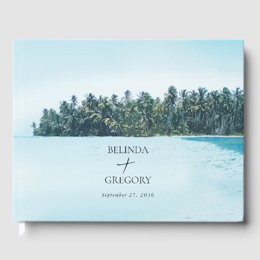 トロピカルウォーターカラーパームズ&ビーチ結婚式 ゲストブック (正面)