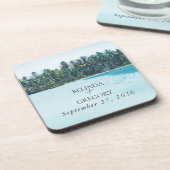 トロピカルウォーターカラーパームズ&ビーチ結婚式 コースター (左側)