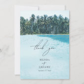 トロピカルウォーターカラーパームズ&ビーチ結婚式 サンキューカード (正面)