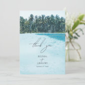 トロピカルウォーターカラーパームズ&ビーチ結婚式 サンキューカード (スタンド正面)