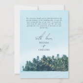 トロピカルウォーターカラーパームズ&ビーチ結婚式 サンキューカード (裏面)