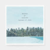 トロピカルウォーターカラーパームズ&ビーチ結婚式 スタンダードランチョンナプキン (正面)