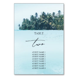 トロピカルウォーターカラーパームズ&ビーチ結婚式 テーブルナンバー
