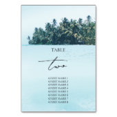 トロピカルウォーターカラーパームズ&ビーチ結婚式 テーブルナンバー (裏面)