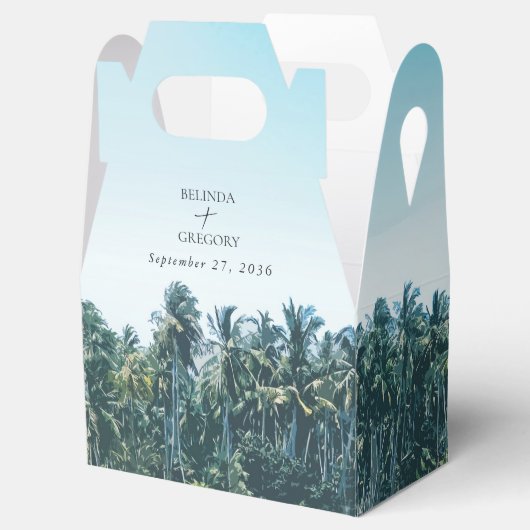 トロピカルウォーターカラーパームズ&ビーチ結婚式 フェイバーボックス (オープン)