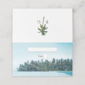 トロピカルウォーターカラーパームズ&ビーチ結婚式 プレイスカード (外部開封)